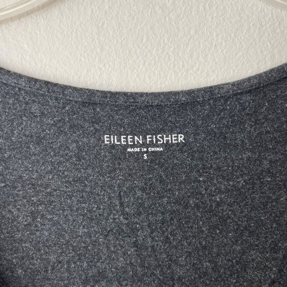 Eileen Fisher Sz S Oversized Blouse Top Charcoal Black Pleated Pullover Stretch - Picture 3 of 8